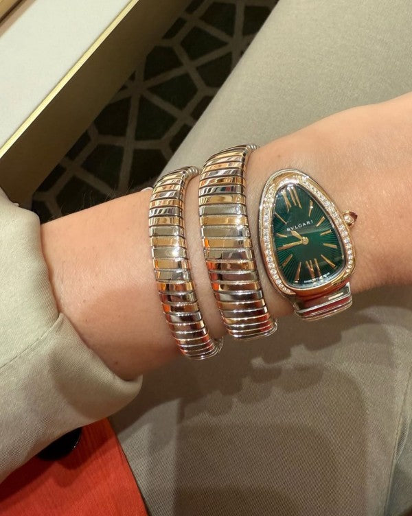 Bvlgari Tubogas Gold Two Tune Green Dial
