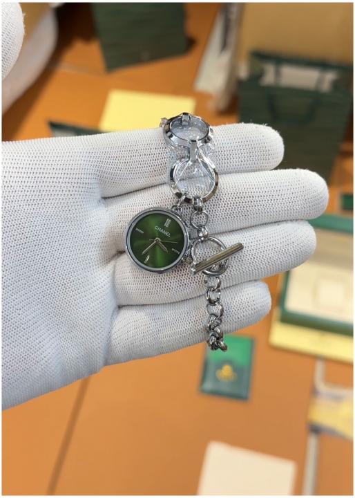 Chanel Round Silver Dark Green