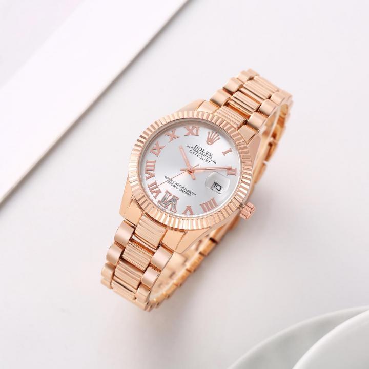 Rolex Rosegold Grey Watch For Her