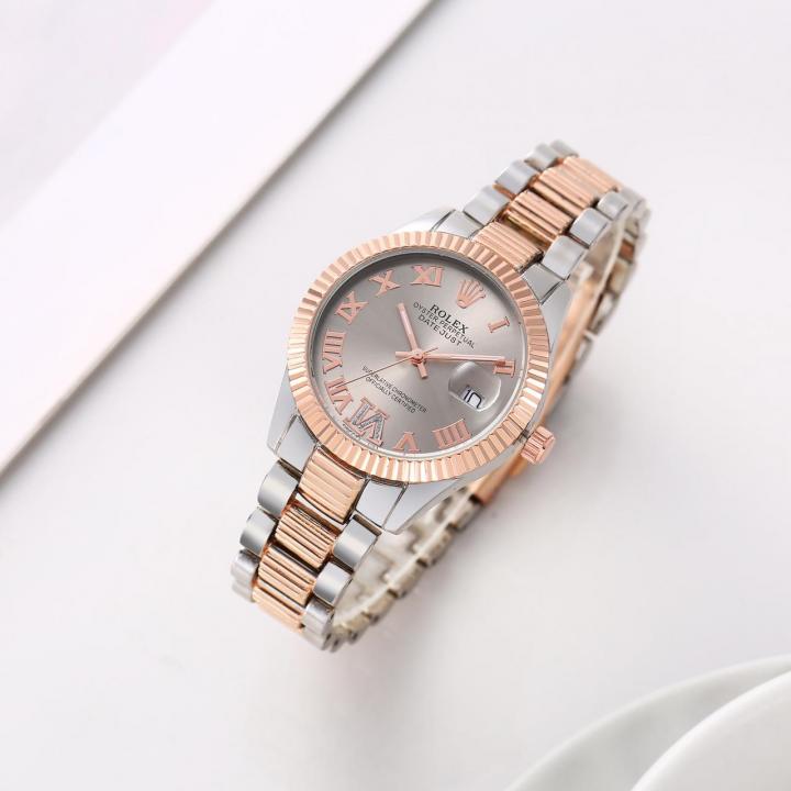 Rolex Rosegold Two Tone Grey Watch For Her