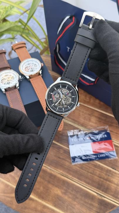 Tommy Hilfiger black leather automatic