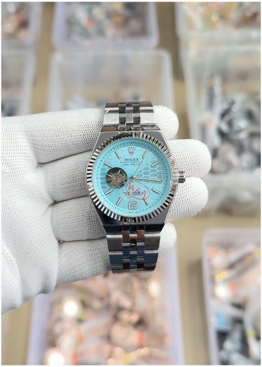 Rolex Land dweller silver with aqua dial Automatic