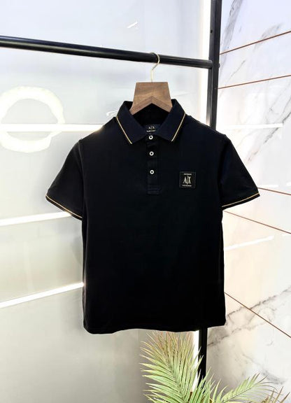 Arman_i Exchange Black Polo Neck Premium Collar T-shirt F1459-BL