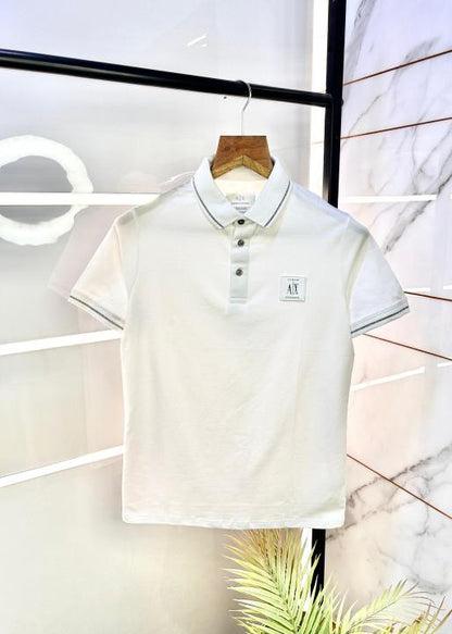 Arman_i Exchange White Polo Neck Premium Collar T-shirt F1459-WH