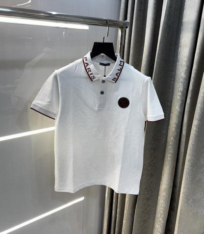 Balmai n Paris White Collar Logo Imported Polo T-Shirt