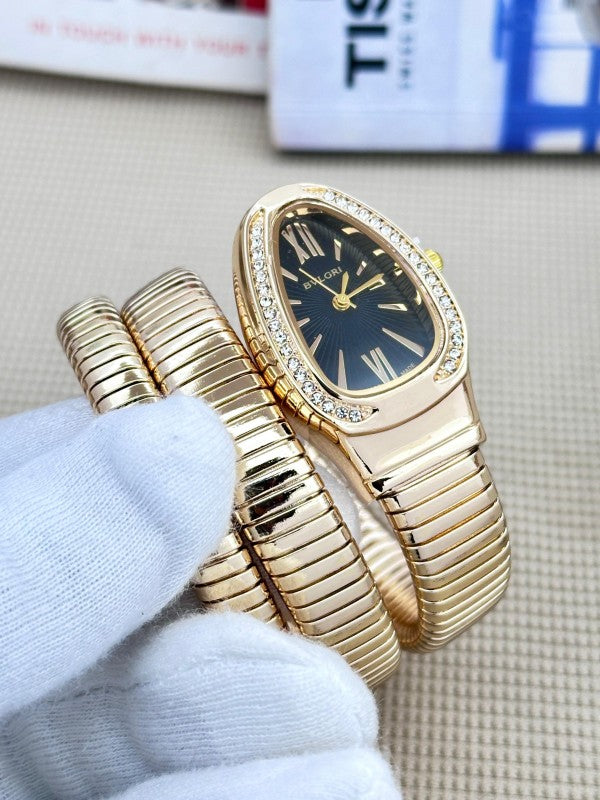 Bvlgari Serpenti Tubogas Gold Black Dial