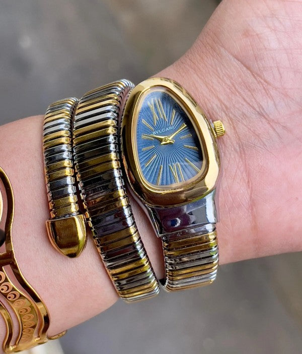 Bvlgari Serpenti Tubogas Blue Dial Gold Tone