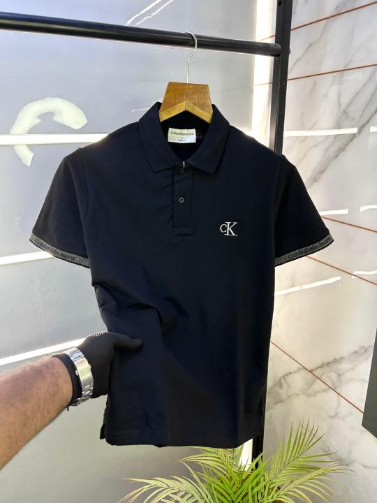 Calvin_Klein Black Imported Collar Neck Premium Polo T-shirt F2652-BL