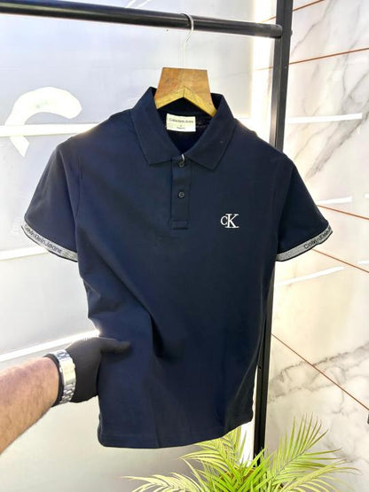 Calvin_Klein Navy Imported Collar Neck Premium Polo T-shirt F2652-NY