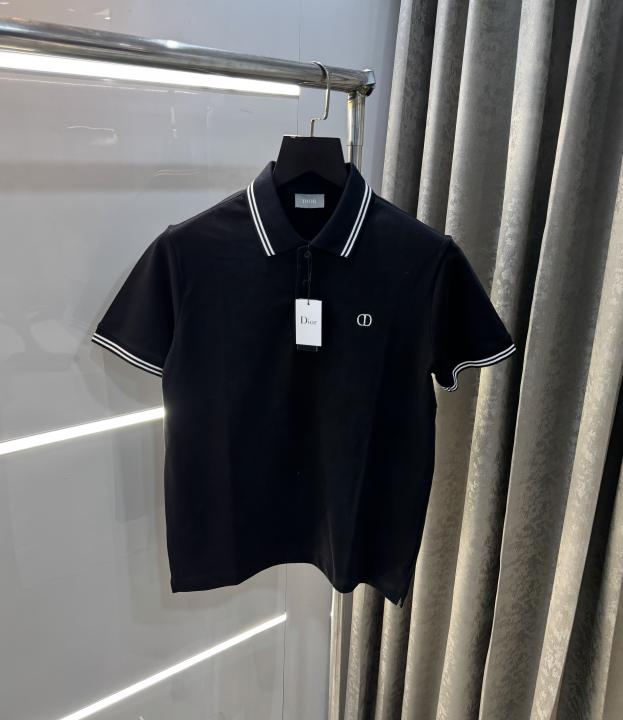 Christian Dio r Black Embroidery Logo Premium Polo T-Shirt