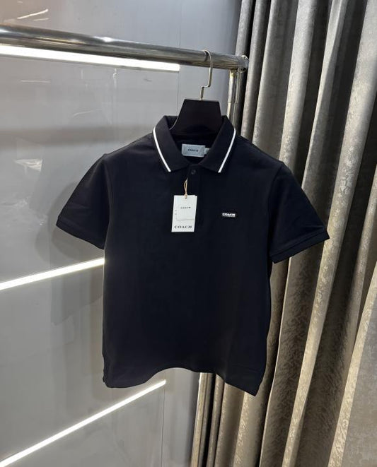 Coac h Black Logo Work Imported Polo T-Shirt