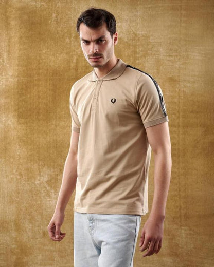 Fredperry Beige Embroidery Logo Premium Polo T-Shirt