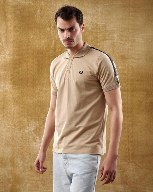 Fredperry Beige Embroidery Logo Premium Polo T-Shirt