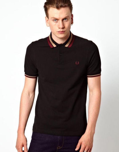 Fredperry Black Embroidery Logo Premium Polo T-Shirt