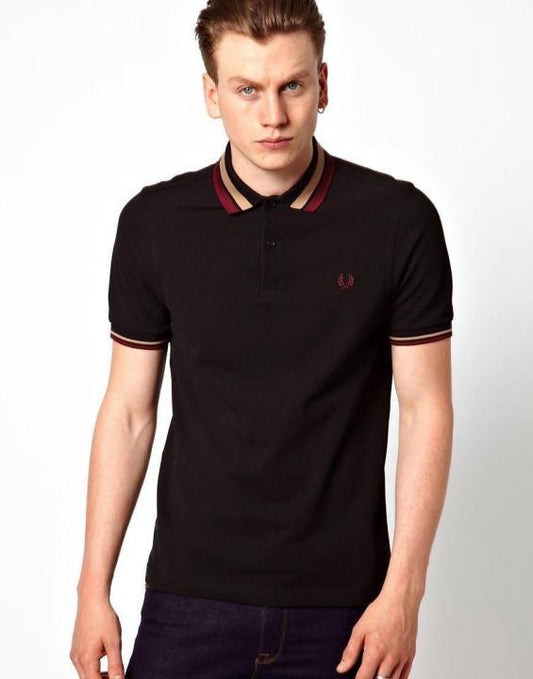 Fredperry Black Embroidery Logo Premium Polo T-Shirt