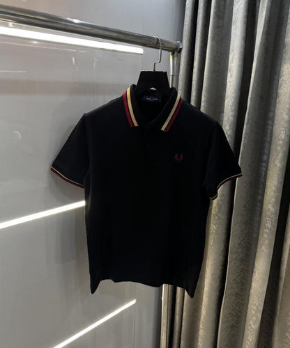 Fredperry Black Embroidery Logo Premium Polo T-Shirt