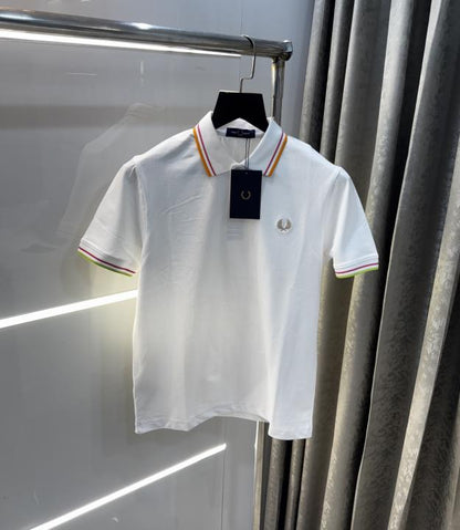 Fredperry White Embroidery Logo Premium Polo T-Shirt