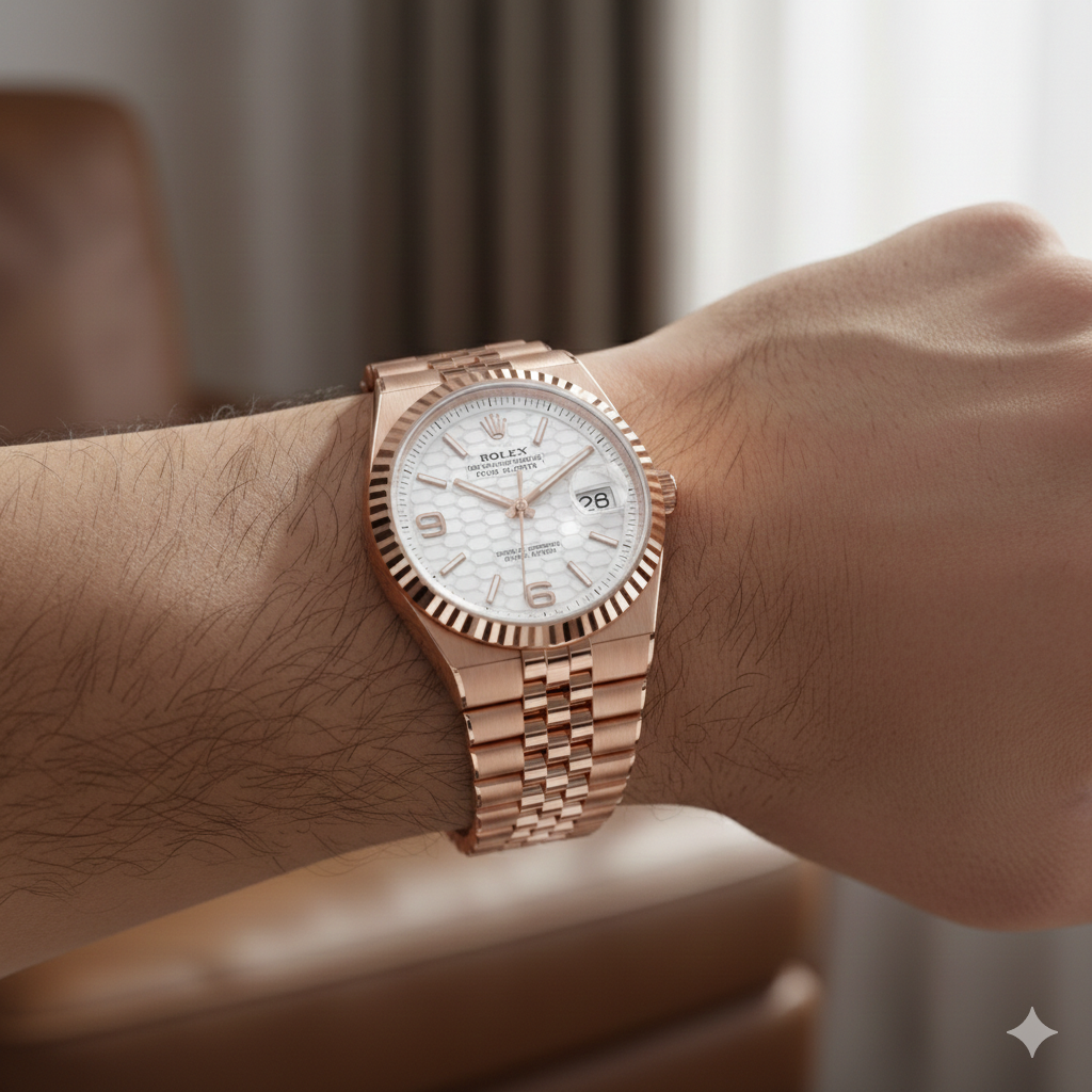 Rolex Land Dweller Rose Gold with White Dial