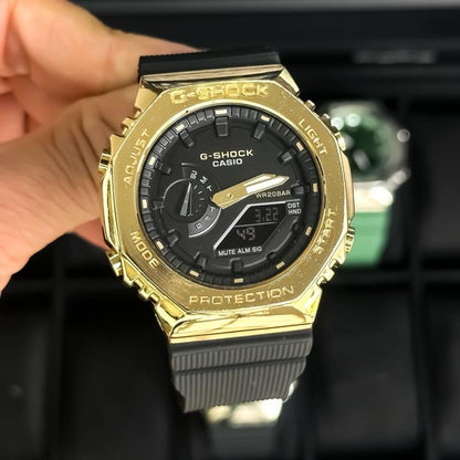 Gshock GM2100 Gold Black Leather