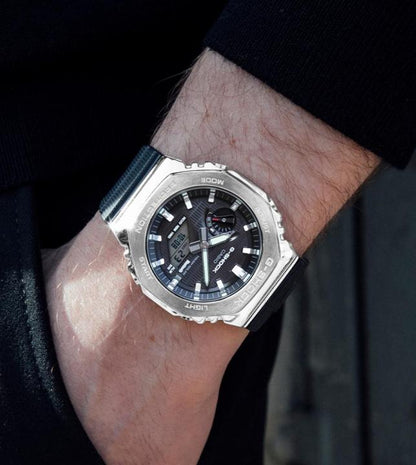 Gshock GM2100 Silver Black Leather