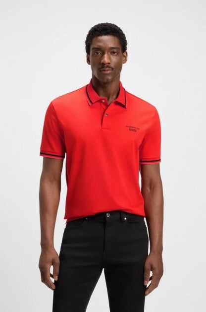 Hugo Boss X Porsche Red Embroidery Logo Premium Polo T-Shirt