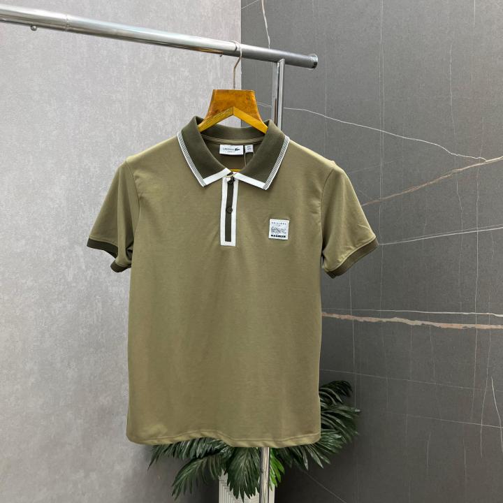 Lacost_e Olive green Premium Polo Neck Tshirt 458