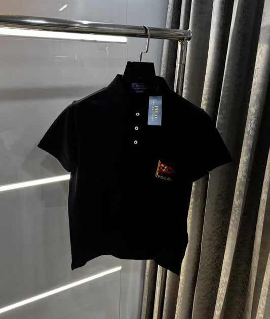 Ralph Lauren Black Logo Work Premium Polo T-Shirt