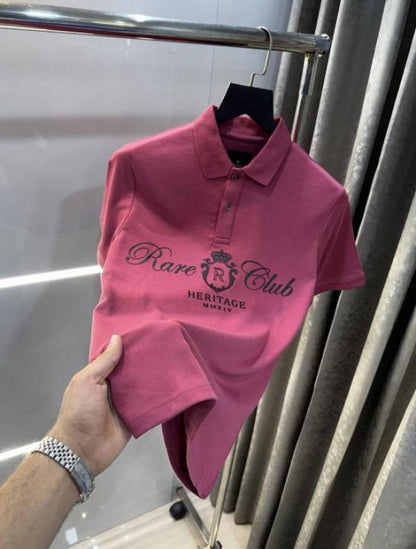 Rare Rabbit Milange Logo Print Premium Polo T-Shirt