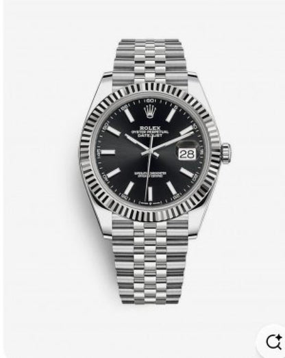 Rolex Date Just Silver with Black Dial
