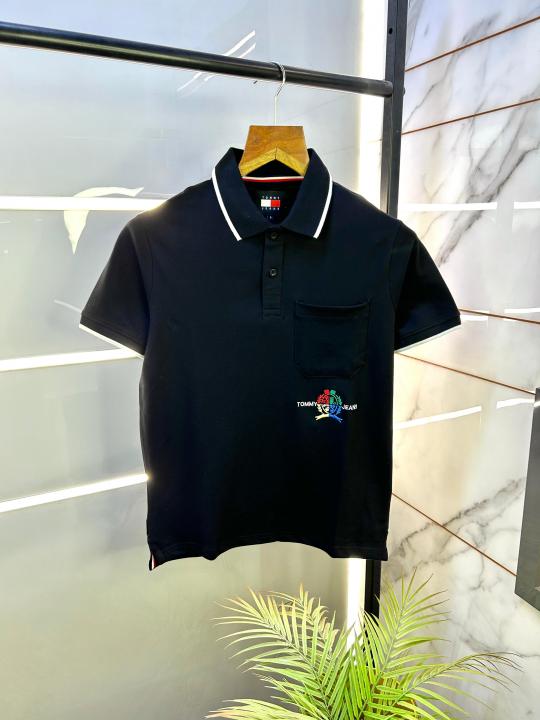 Tommy_Hilfiger Black Polo Premium Collar Neck T-shirt F2669-B2