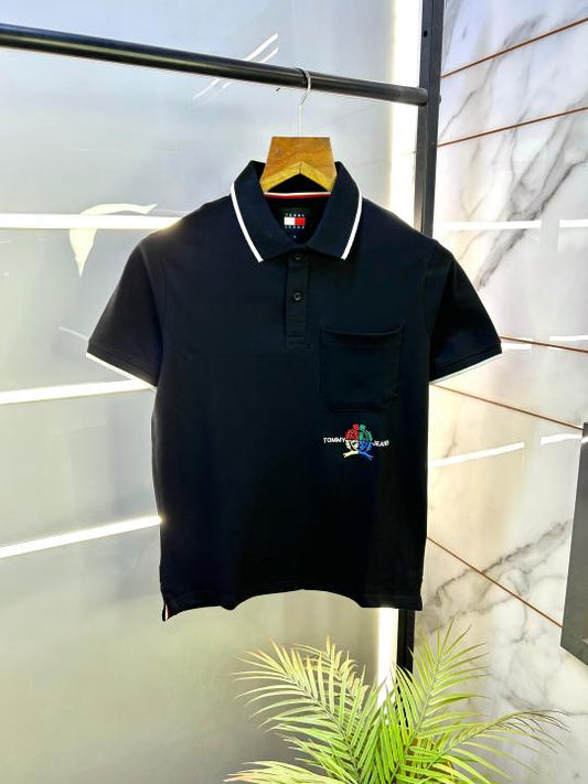 Tommy_Hilfiger Black Polo Premium Collar Neck T-shirt F2669-B2