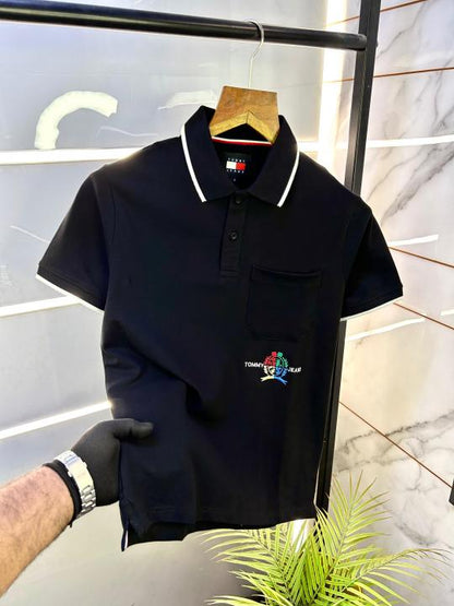 Tommy_Hilfiger Black Polo Premium Collar Neck T-shirt F2669-B2