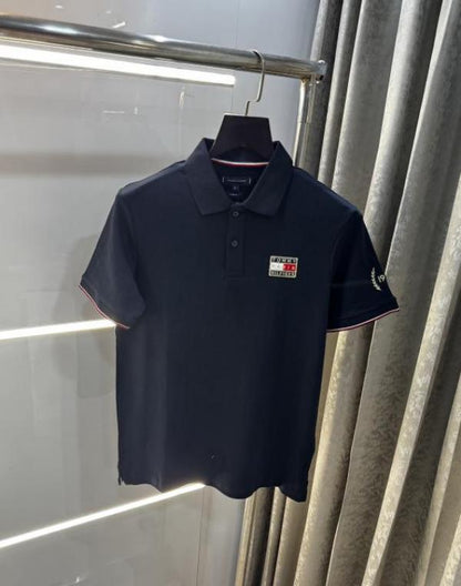 Tommy Hilfiger Navy Blue Embroidery Work Premium Polo T-Shirt