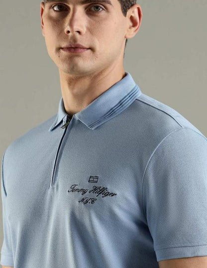 Tommy Hilfiger Sky Blue Embroidery Logo Premium Polo T-Shirt