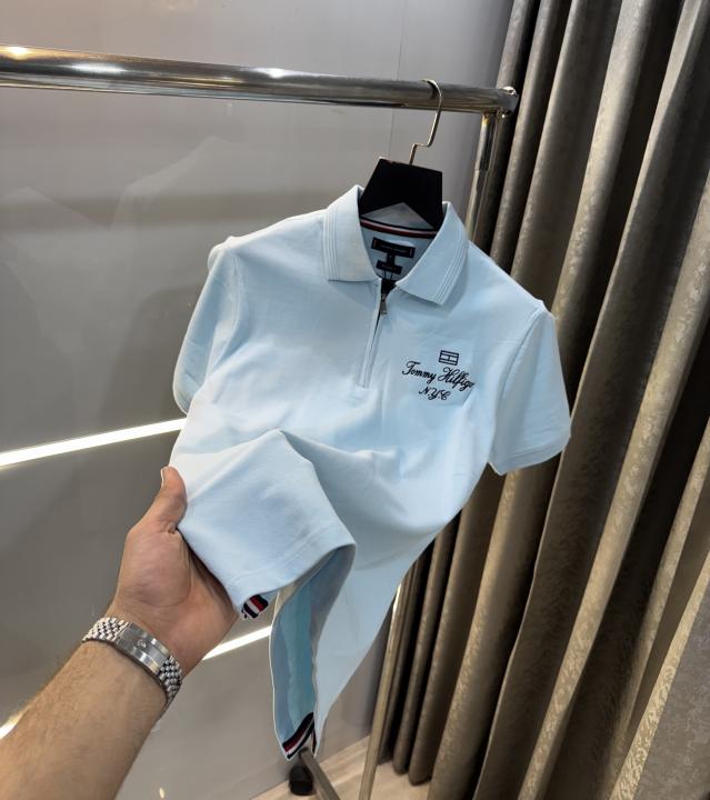Tommy Hilfiger Sky Blue Embroidery Logo Premium Polo T-Shirt