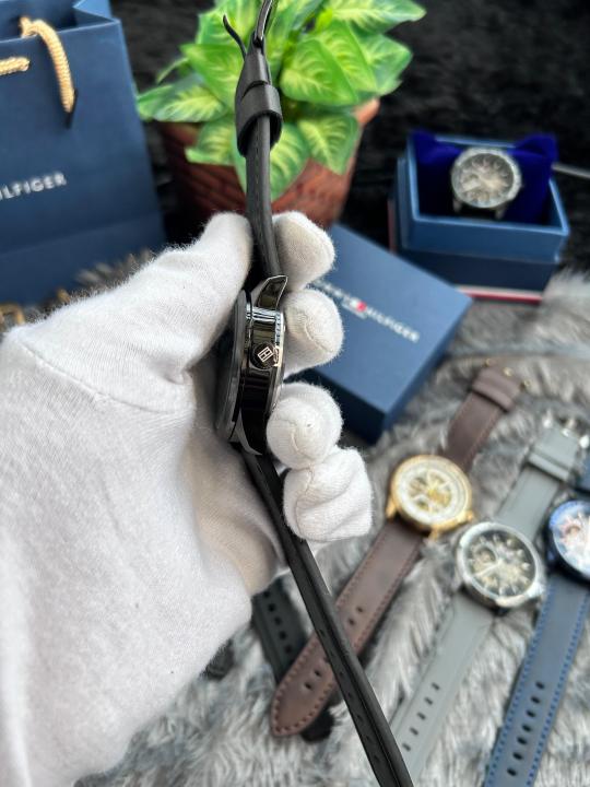 Tommy Hilfiger black leather automatic