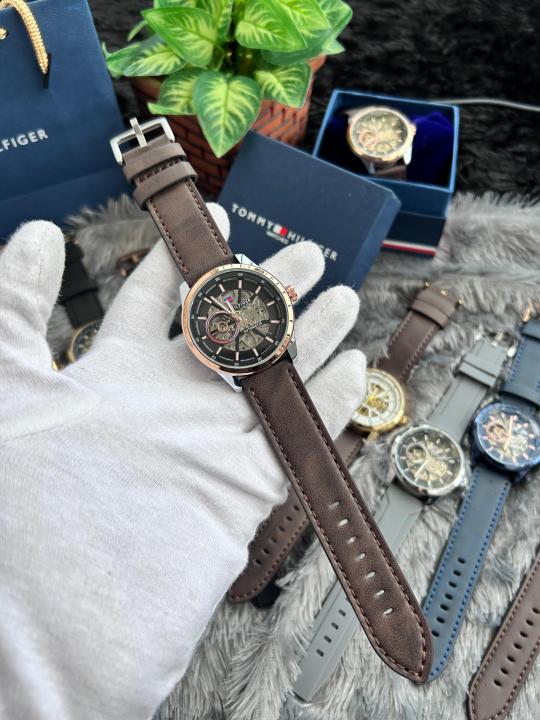 Tommy Hilfiger brown leather automatic