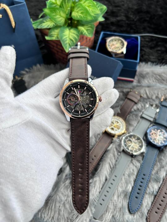 Tommy Hilfiger brown leather automatic