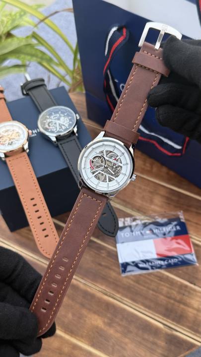 Tommy Hilfiger dark brown leather automatic