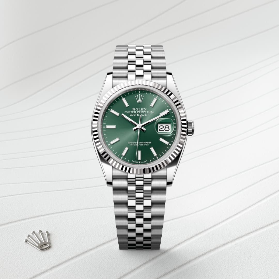Rolex Date Just Silver Green