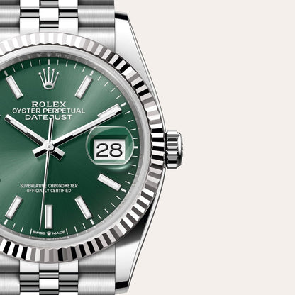 Rolex Date Just Silver Green