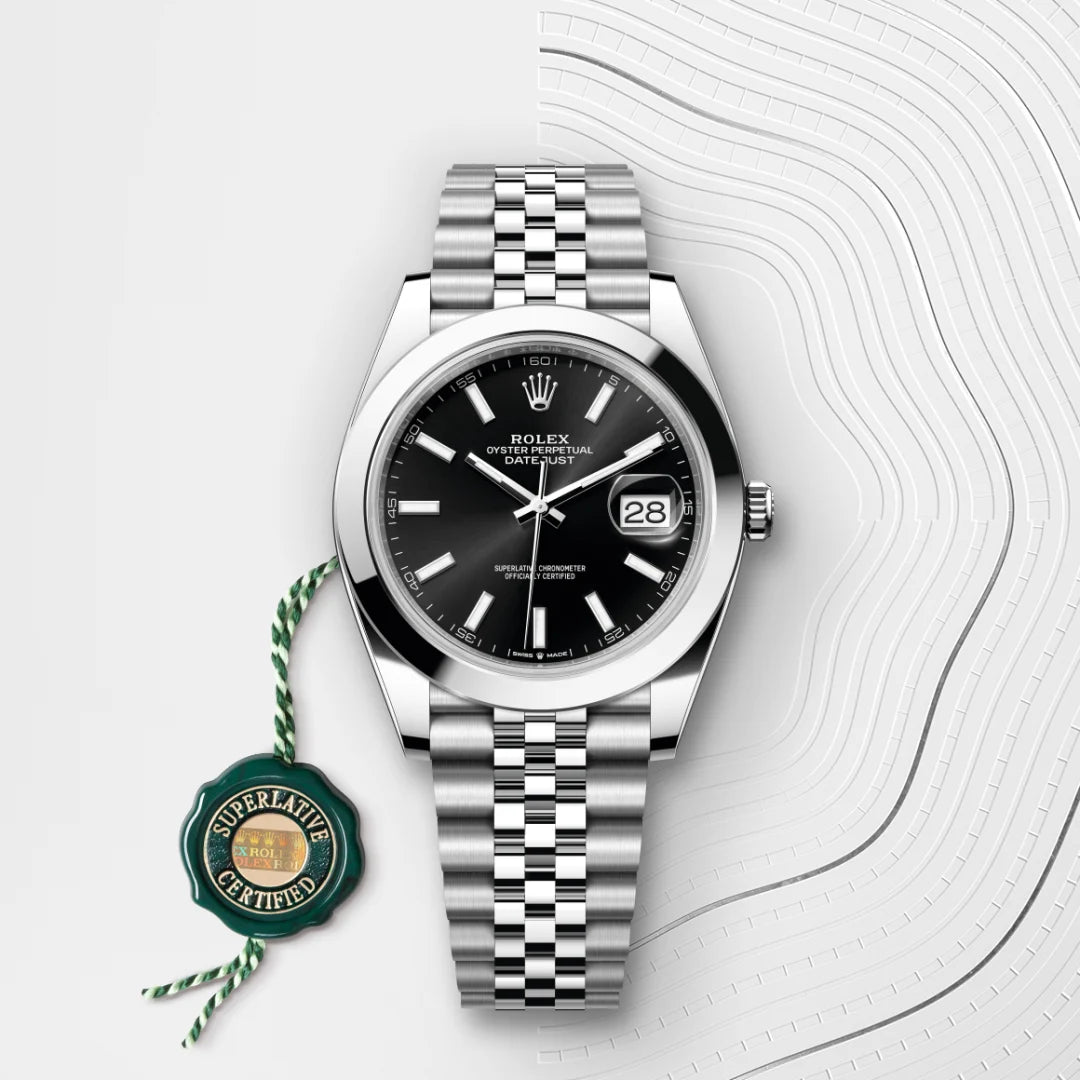 Rolex Date Just Silver with Black Dial