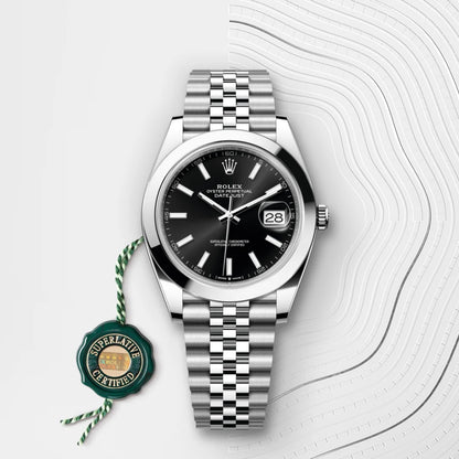 Rolex Date Just Silver with Black Dial