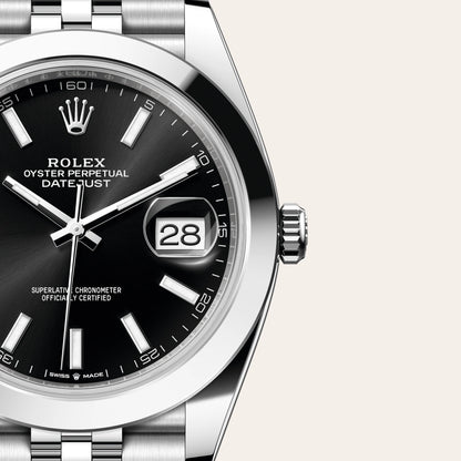 Rolex Date Just Silver with Black Dial