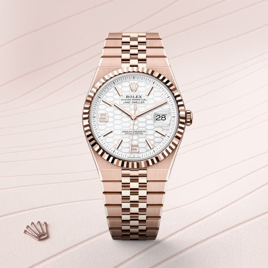 Rolex Land Dweller Rose Gold with White Dial