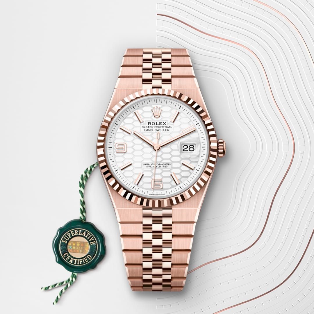 Rolex Land Dweller Rose Gold with White Dial