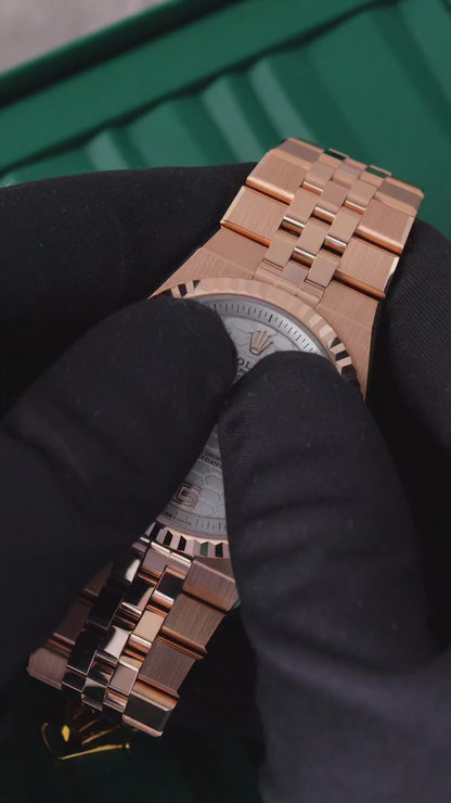 Rolex Land Dweller Rose Gold with White Dial