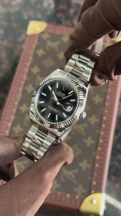 Rolex Date Just Silver with Black Dial