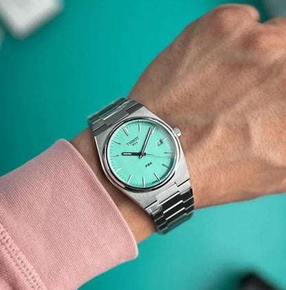 Tissot Prx silver with aqua dial