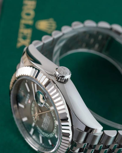 Rolex sky dweller silver green